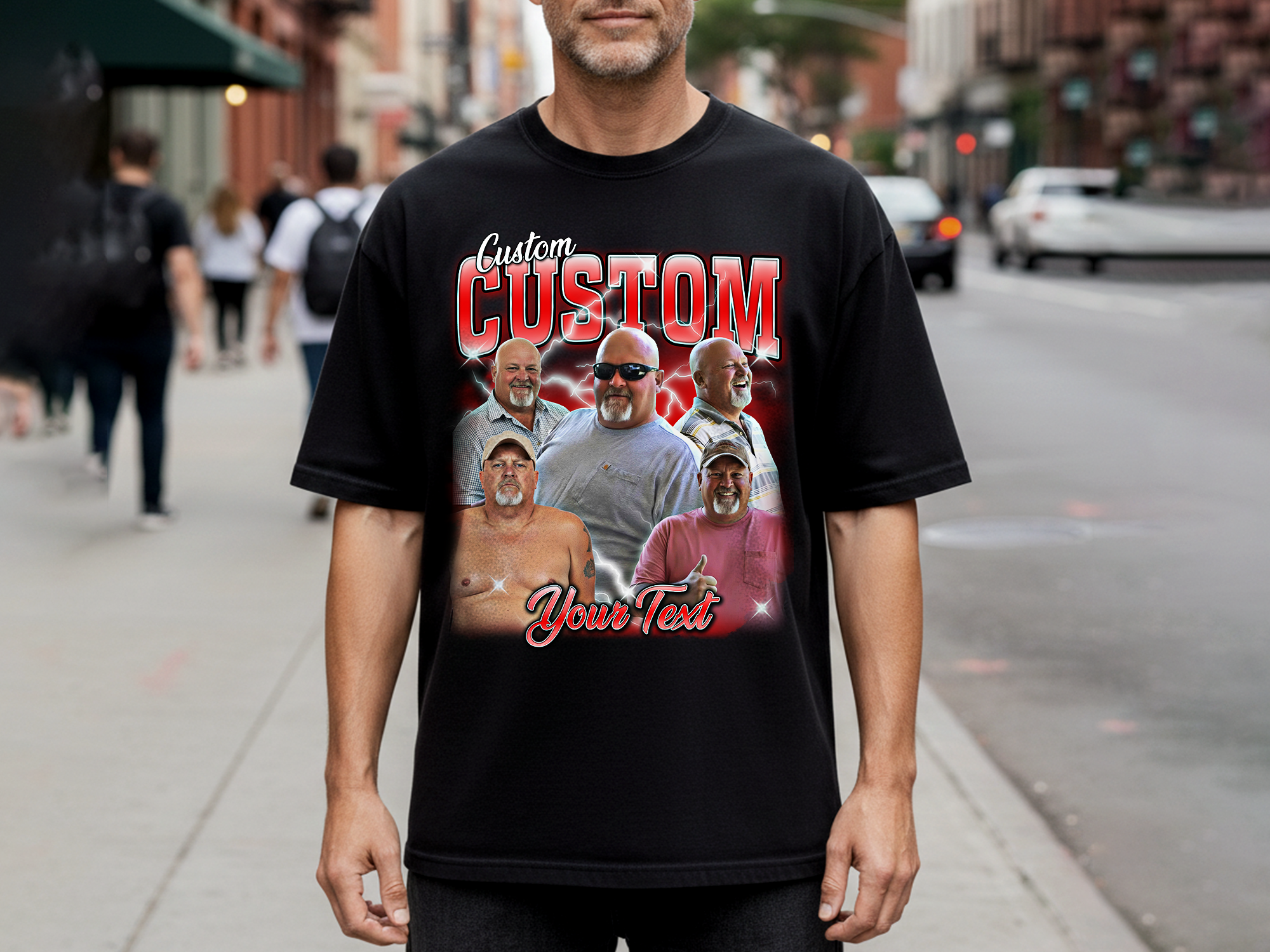 Custom Vintage Bootleg Dad Tee – Personalized Photo & Name, Premium Gift
