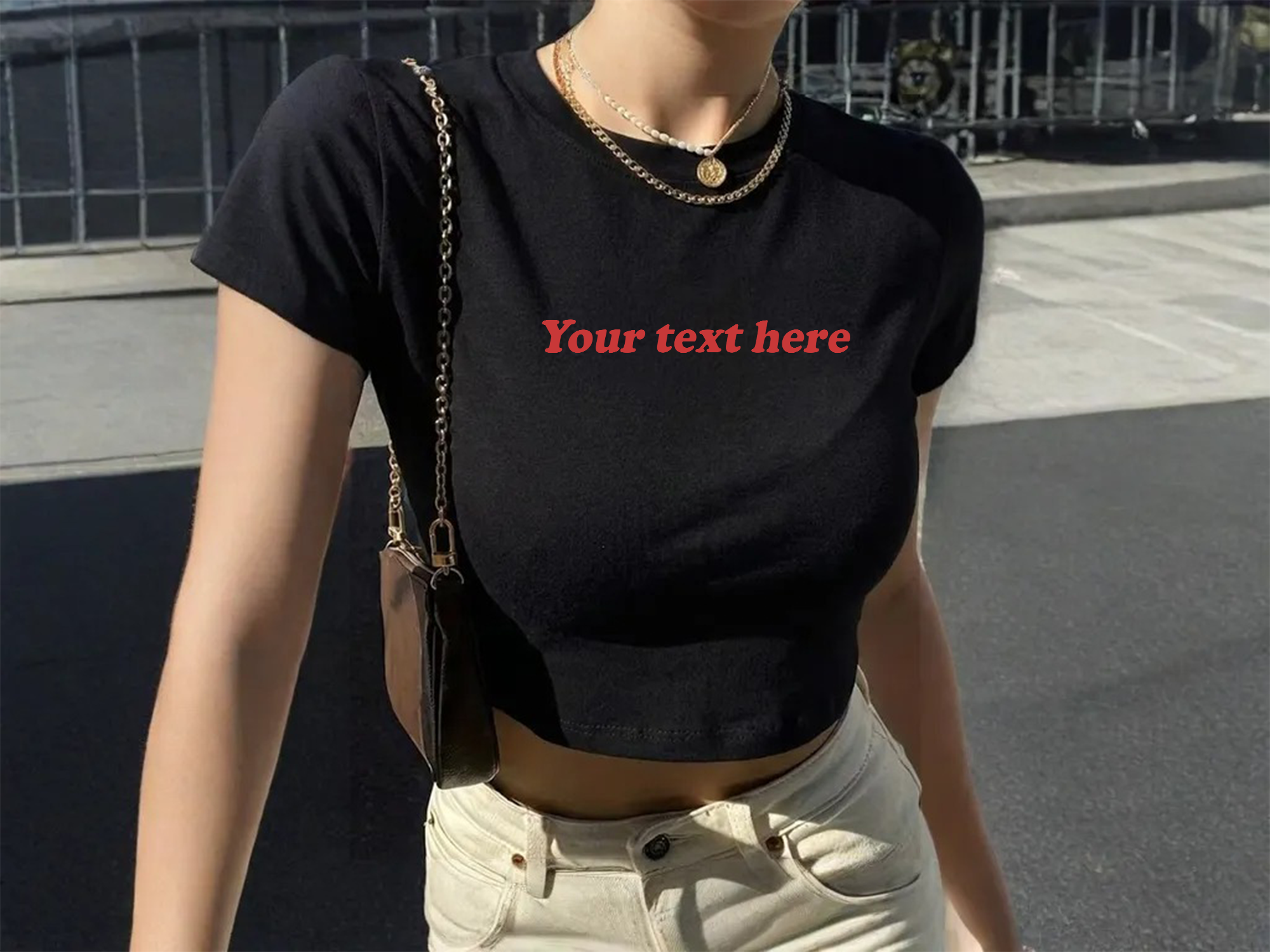 Custom Text Baby Tee For Women