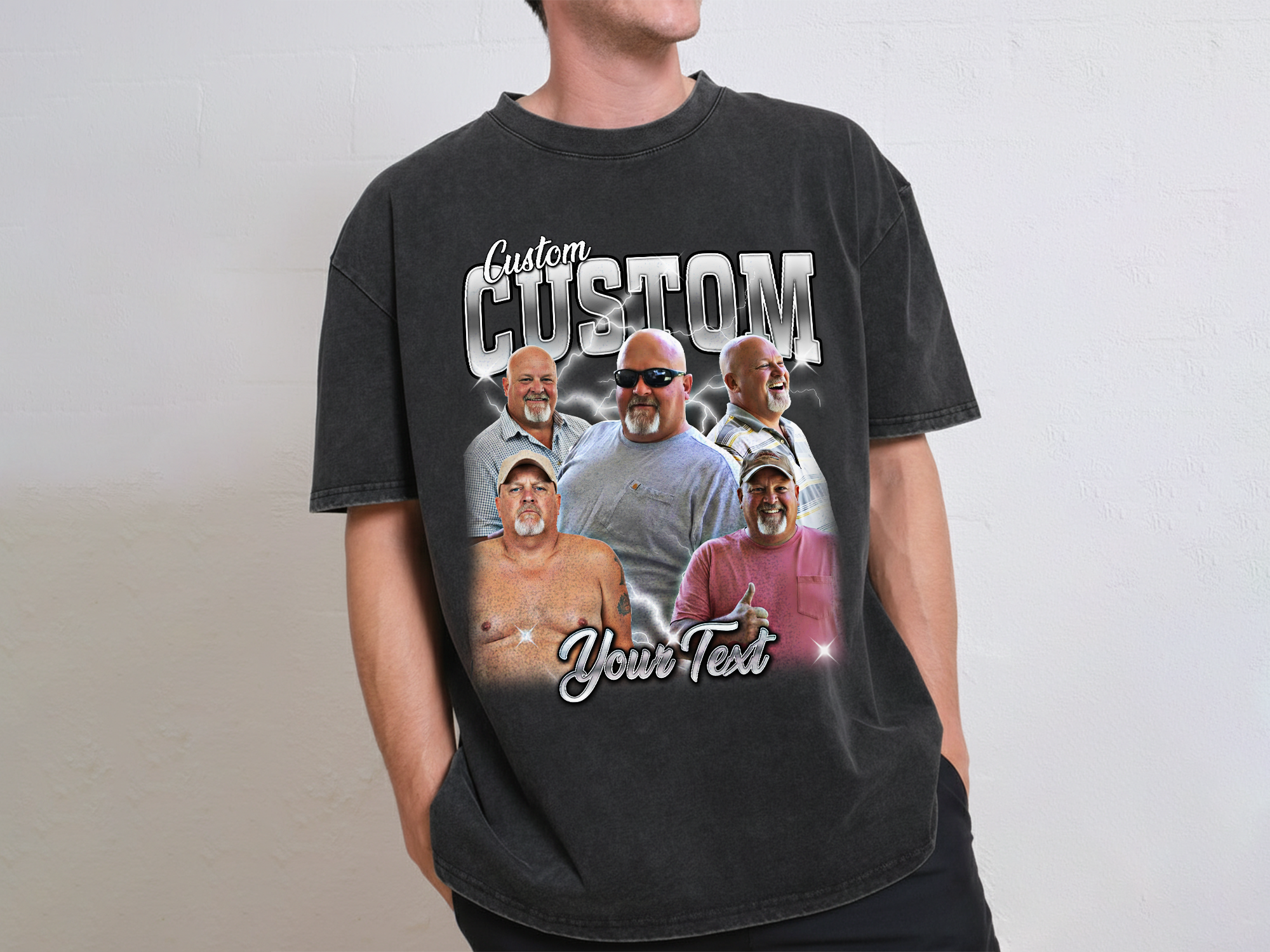 Custom Vintage Bootleg Dad Tee – Personalized Photo & Name, Premium Gift