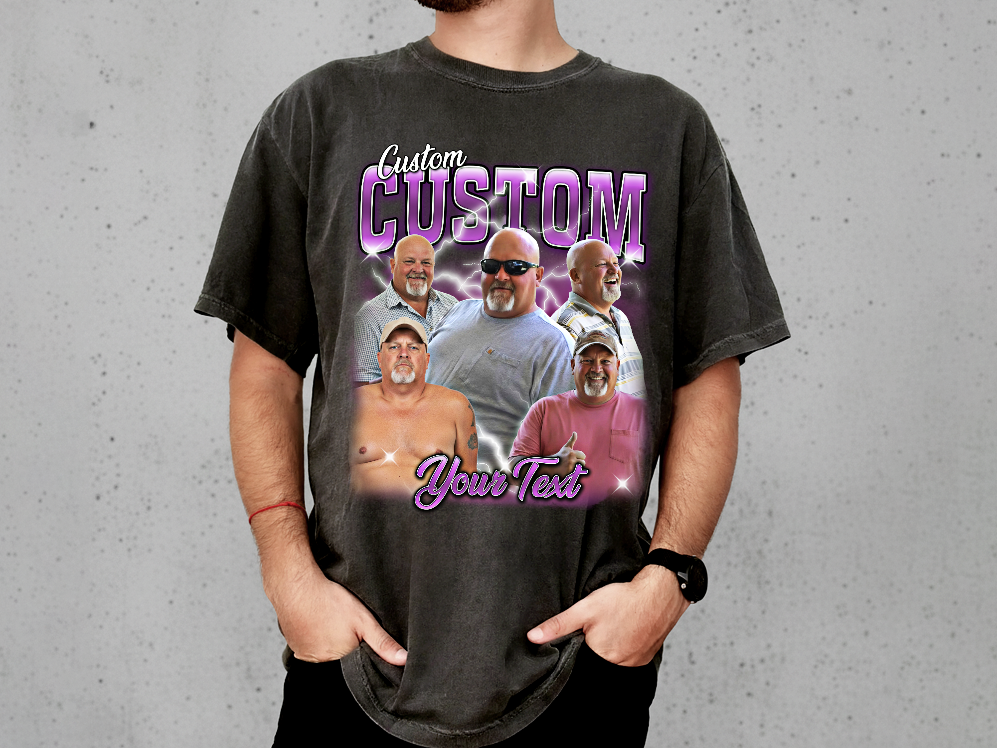 Custom Vintage Bootleg Dad Tee – Personalized Photo & Name, Premium Gift