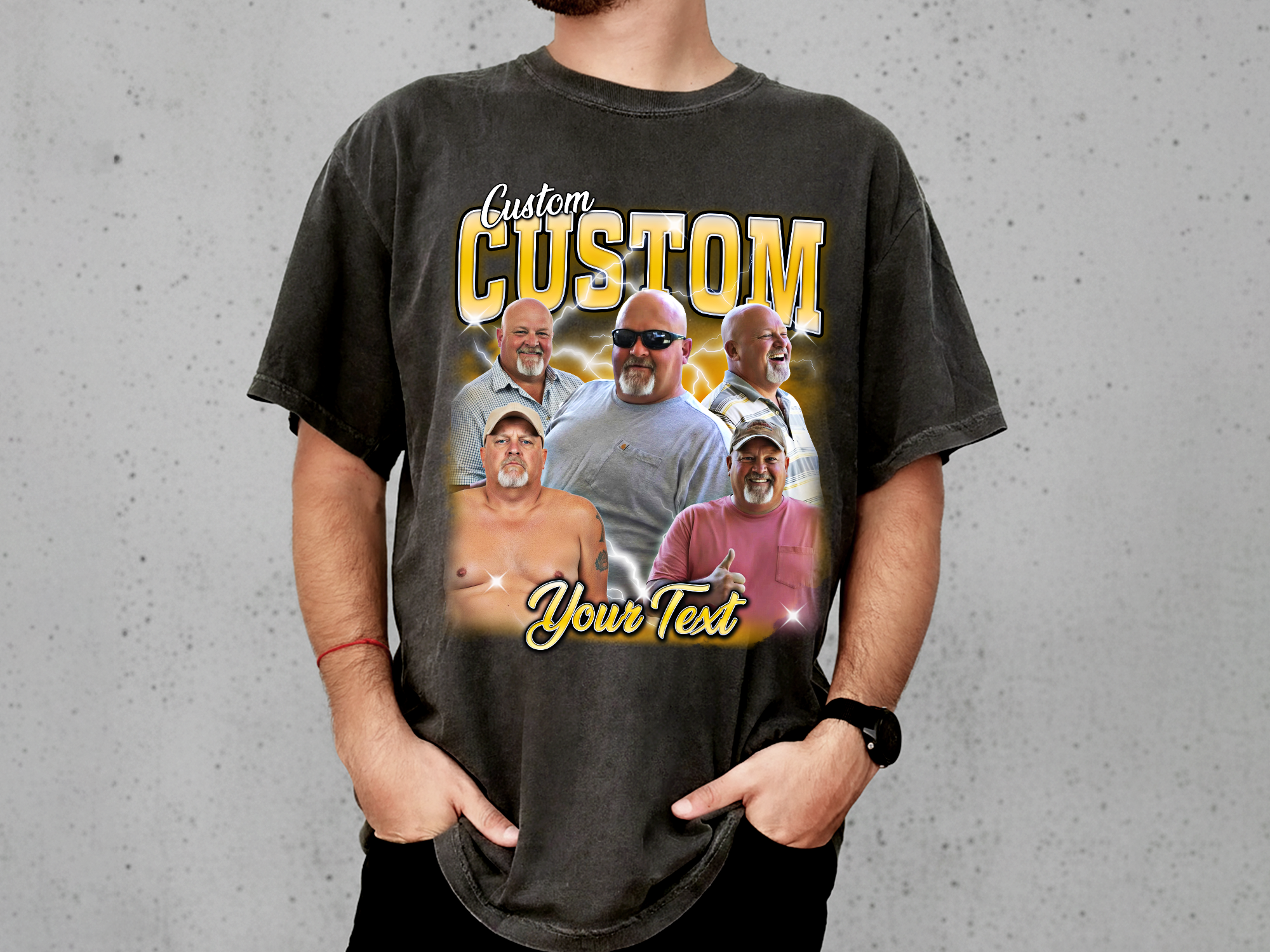 Custom Vintage Bootleg Dad Tee – Personalized Photo & Name, Premium Gift