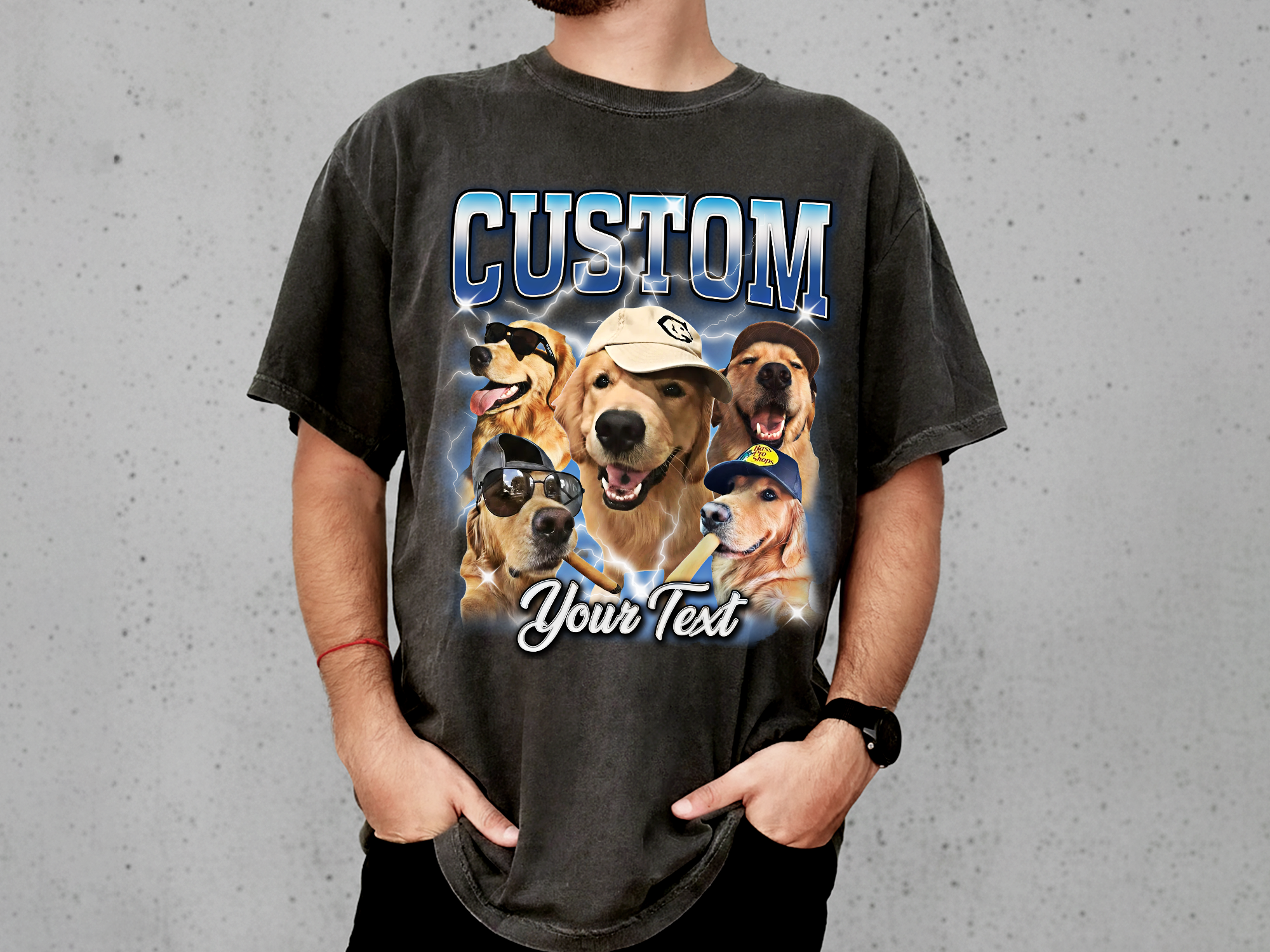 Custom Vintage Bootleg Pet Photo + Name Tee