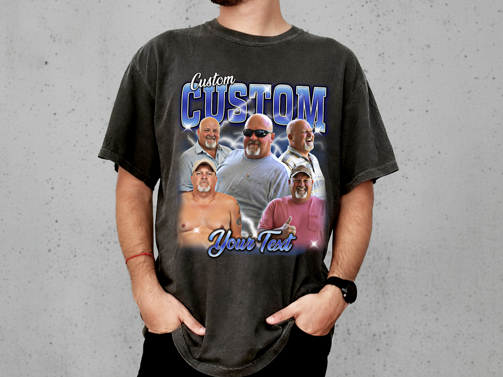 Custom Vintage Bootleg Dad Tee – Personalized Photo & Name, Premium Gift