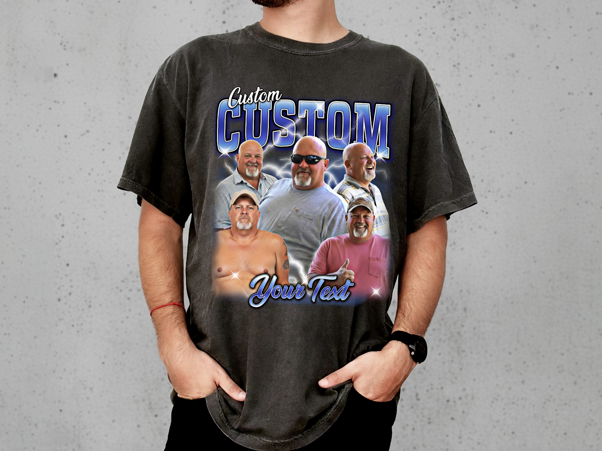 Custom Vintage Bootleg Dad Tee – Personalized Photo & Name, Premium Gift