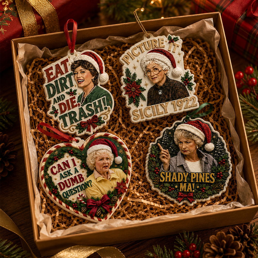 Golden Girls Christmas Ornament, Rose Blanche Dorothy Sophia Ornament, 3D Relief Acrylic Ornament, Christmas Gift for Golden Girls Fans