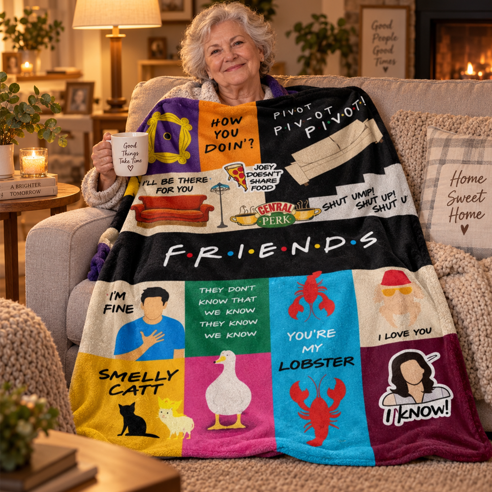Friends TV Show Flannel Fabric Blanket, 90s Sitcom Aesthetic, Gifts For Fans
