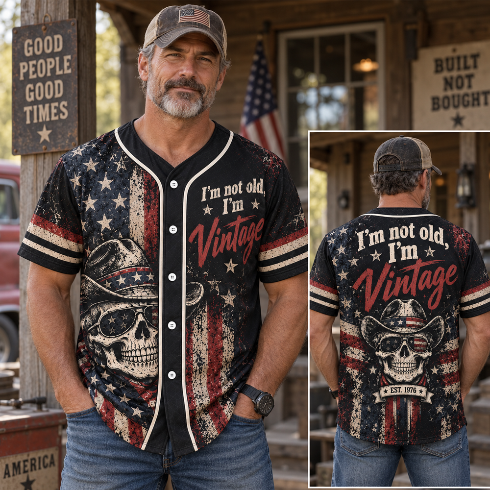 I'm Not Old I'm Vintage Baseball Jersey, Custom Birth Year Shirt, Funny Vintage Jersey for Men & Women, Personalized 1970s Birthday Gift