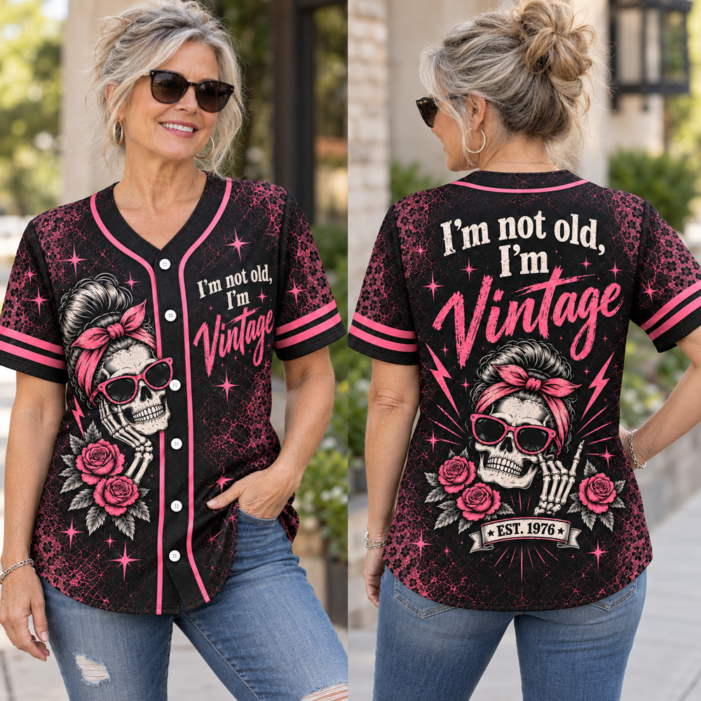 I'm Not Old I'm Vintage Baseball Jersey, Custom Birth Year Shirt, Funny Vintage Jersey for Men & Women, Personalized 1970s Birthday Gift