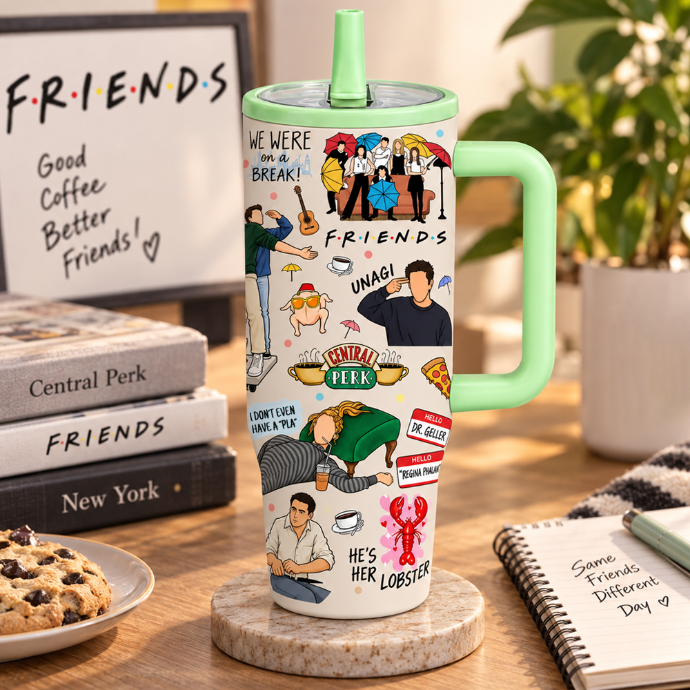 40oz Friends TV Show Stainless Steel Tumbler with Lid & Straw, Insulated Travel Mug