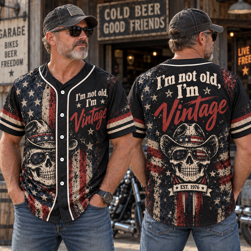 I'm Not Old I'm Vintage Baseball Jersey, Custom Birth Year Shirt, Funny Vintage Jersey for Men & Women, Personalized 1970s Birthday Gift