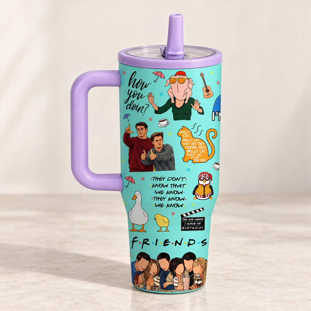 40oz Friends TV Show Stainless Steel Tumbler with Lid & Straw, Insulated Travel Mug