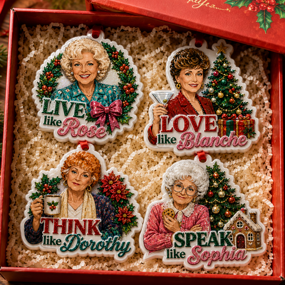 Golden Girls Christmas Ornament, Rose Blanche Dorothy Sophia Ornament, 3D Relief Acrylic Ornament, Christmas Gift for Golden Girls Fans