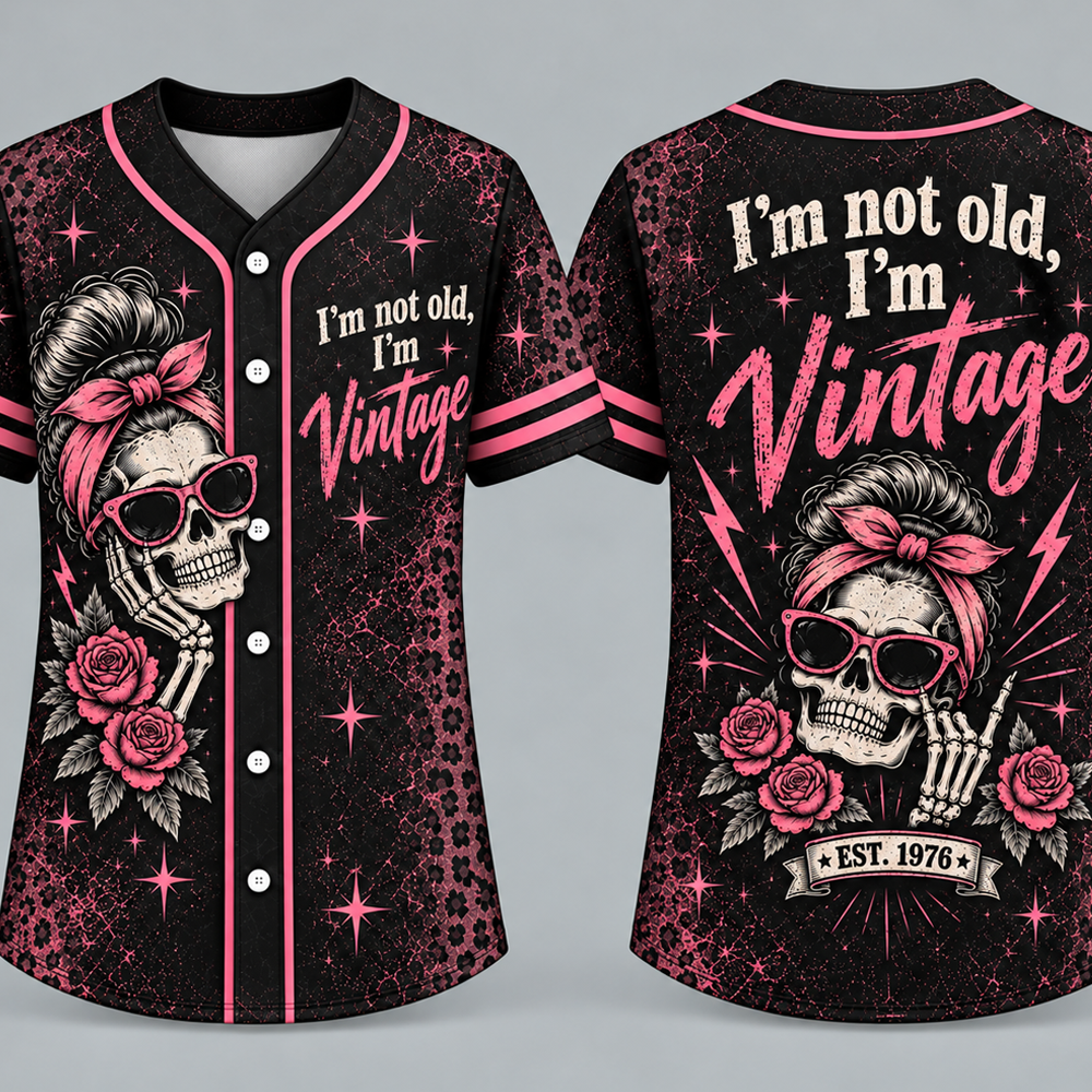 I'm Not Old I'm Vintage Baseball Jersey, Custom Birth Year Shirt, Funny Vintage Jersey for Men & Women, Personalized 1970s Birthday Gift