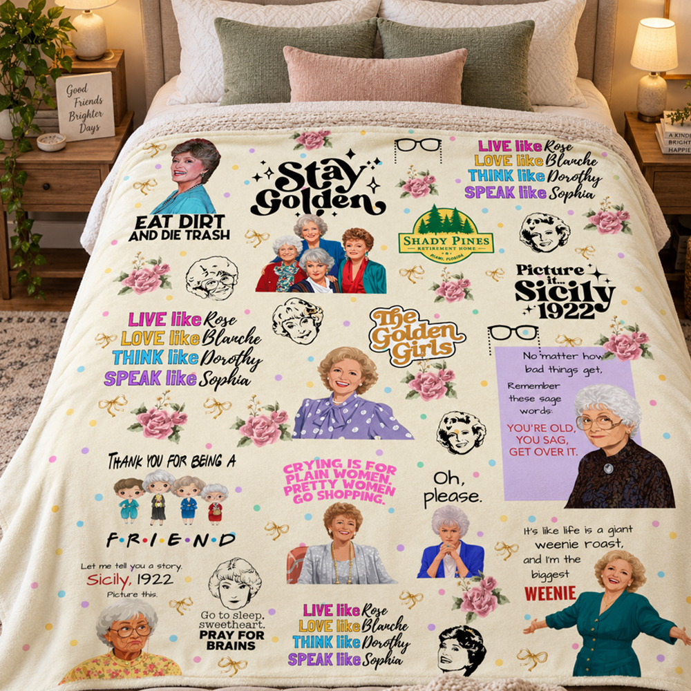 Golden Girls Sitcom Blanket Stay Golden PREMIUM Fleece Blanket Movie Mink Sherpa Blanket Christmas Gifts