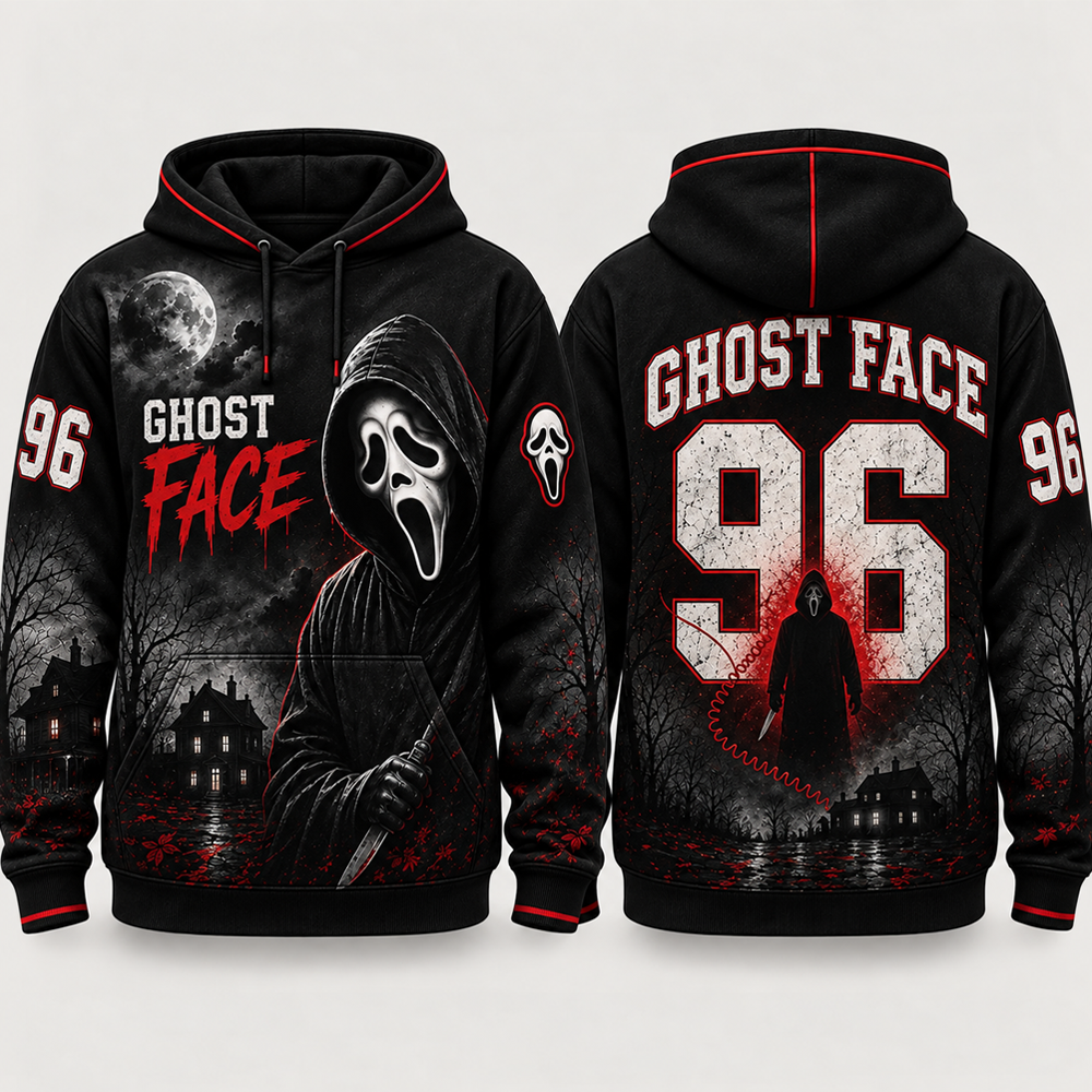 ADULT - Horror Slasher Hoodie, Classic Horror Movie Characters All Over Print Hoodie