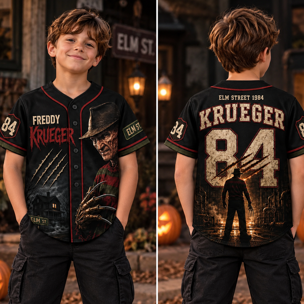KID Version - Horror Slasher Baseball Jersey, Classic Horror Movie Characters Shirt