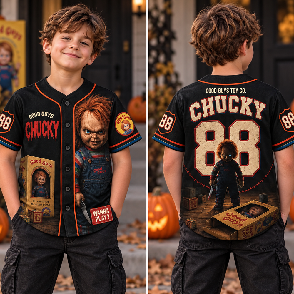 KID Version - Horror Slasher Baseball Jersey, Classic Horror Movie Characters Shirt
