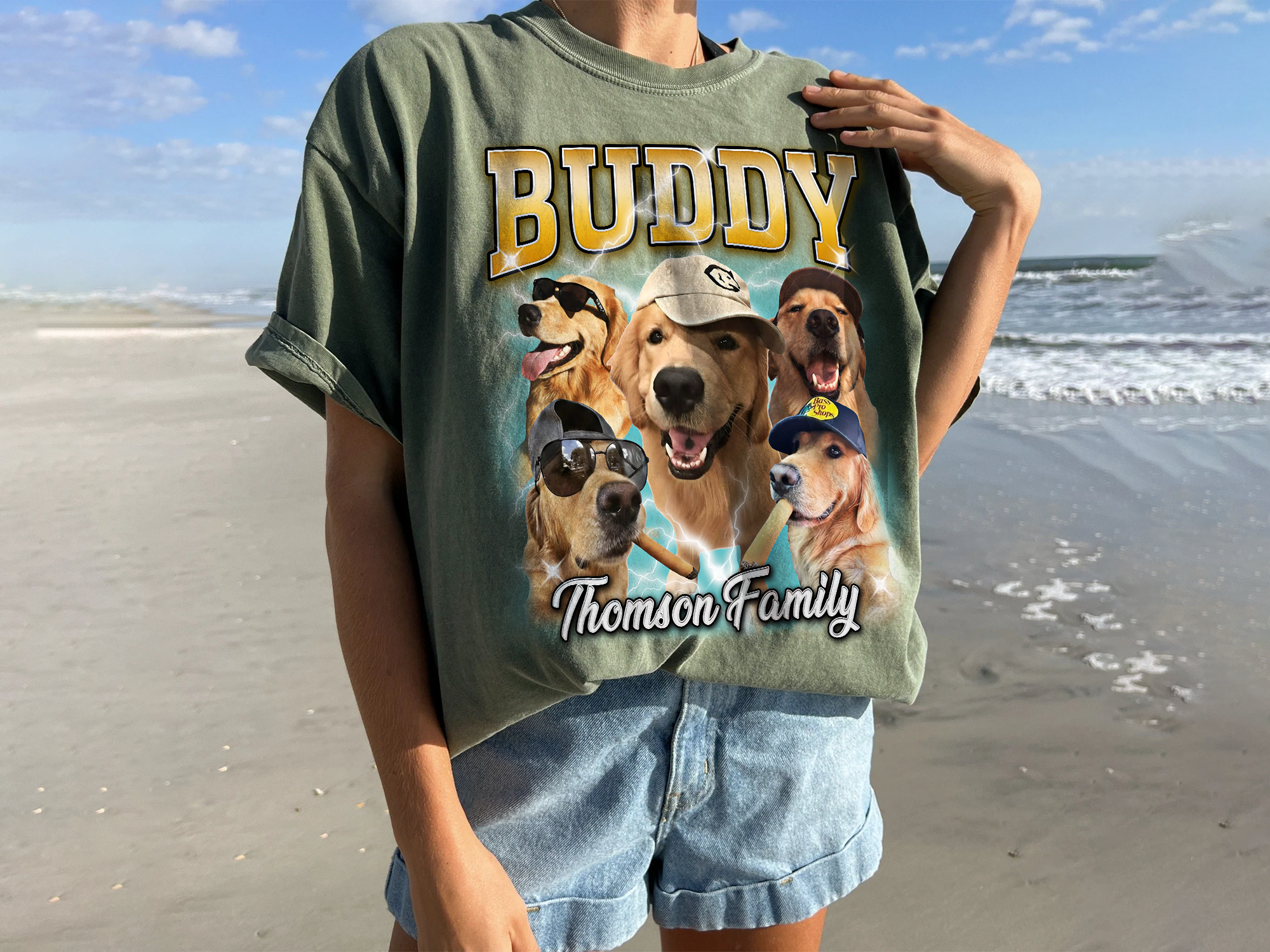 Custom Vintage Bootleg Pet Photo + Name Tee