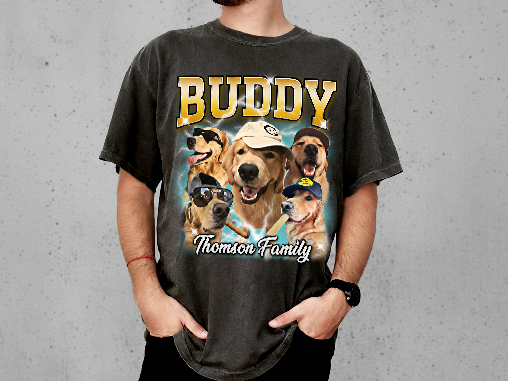 Custom Vintage Bootleg Pet Photo + Name Tee