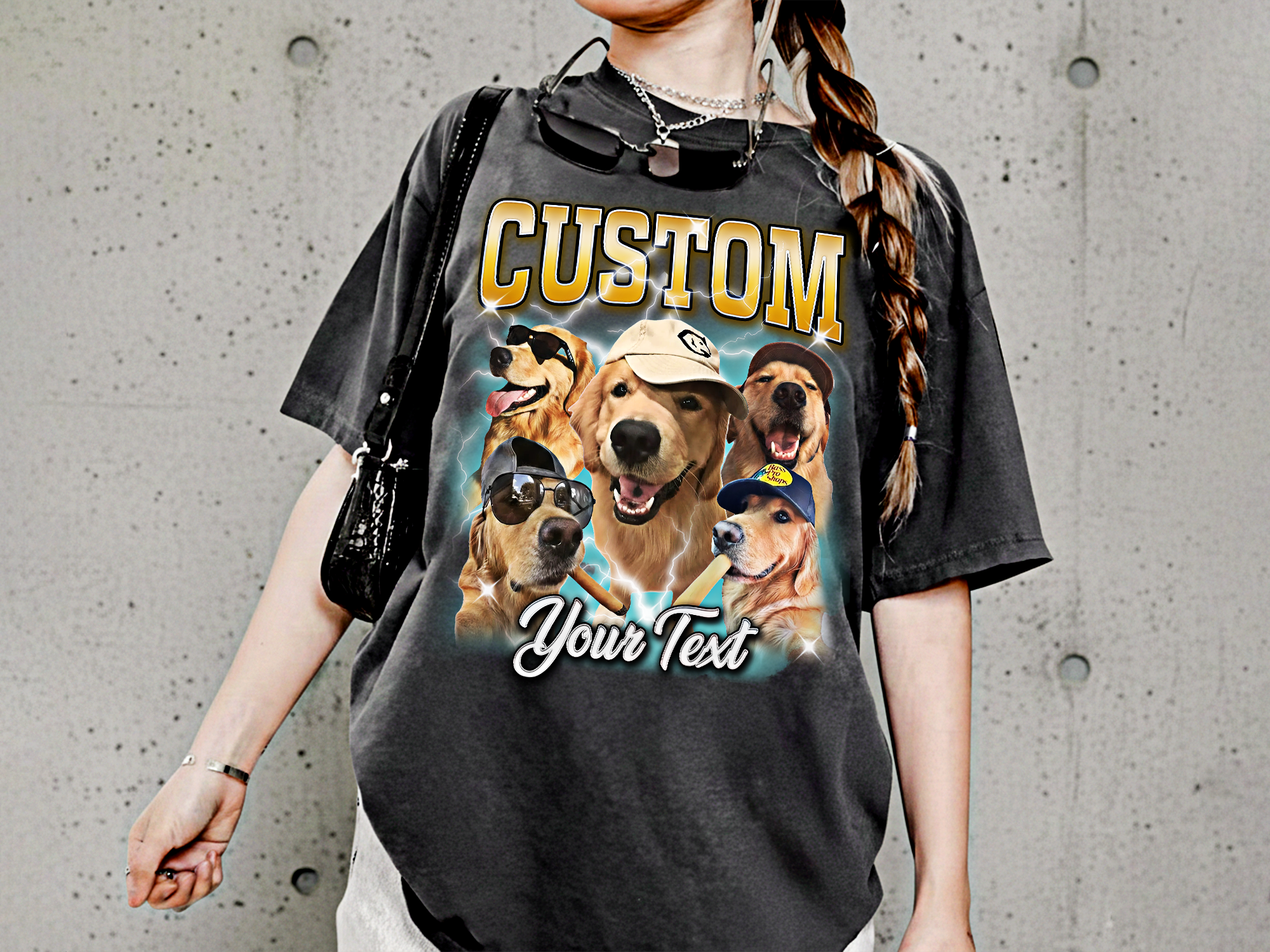 Custom Vintage Bootleg Pet Photo + Name Tee