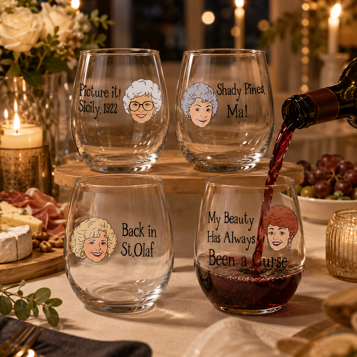HOT!!! Golden Girls Wine Glasses Gifts, TV Show Merchandise Fans
