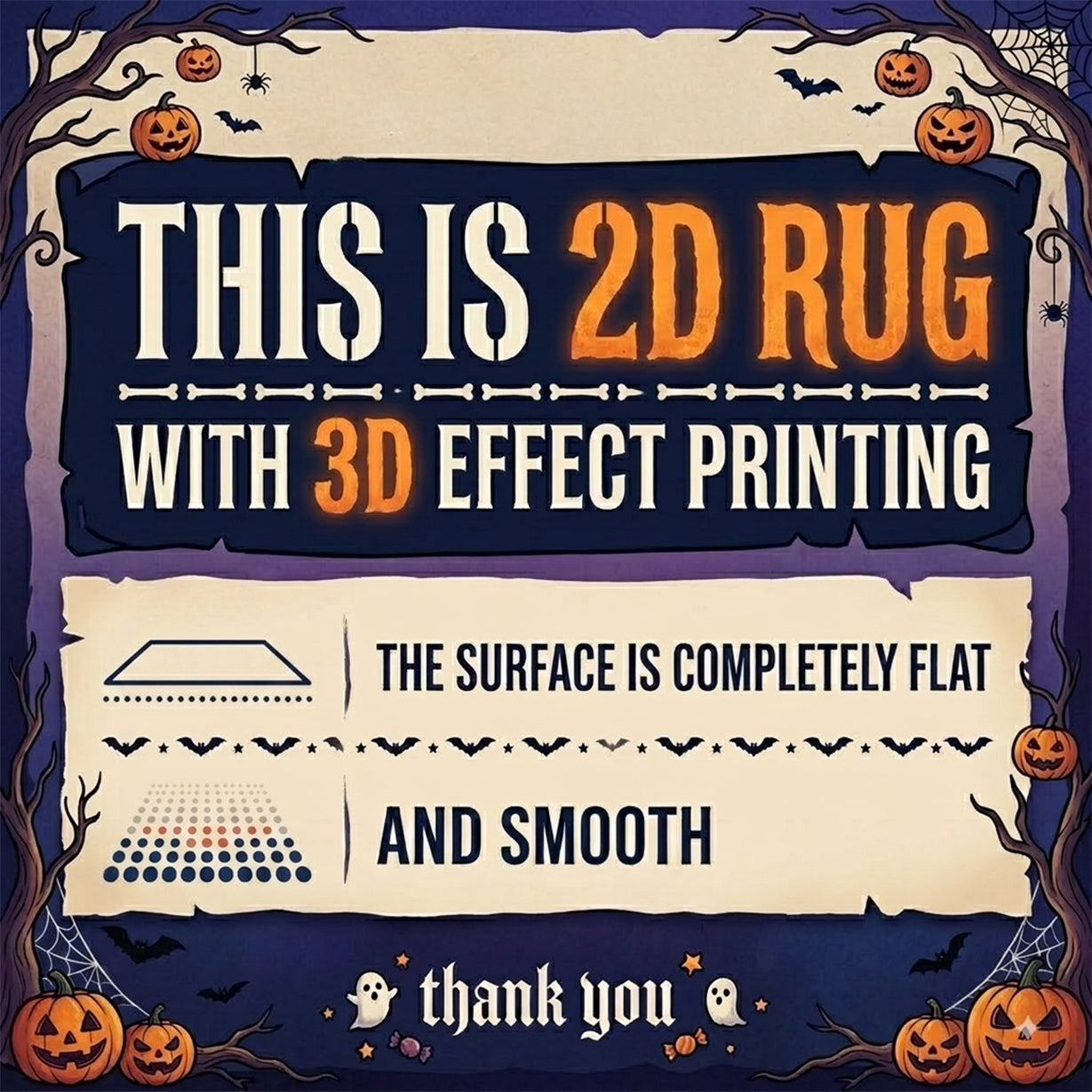3D Halloween Character Rug, Round Spooky Area Rug, Optical Illusion Floor Mat, Creepy Haunted House Decor