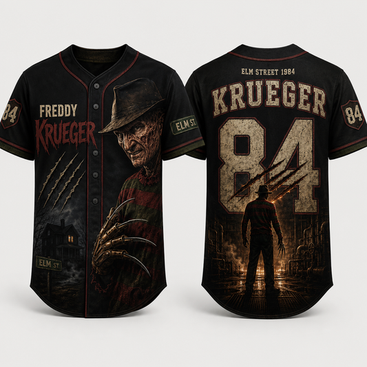 Horror Slasher Baseball Jersey, Classic Horror Movie Characters Shirt – view 2