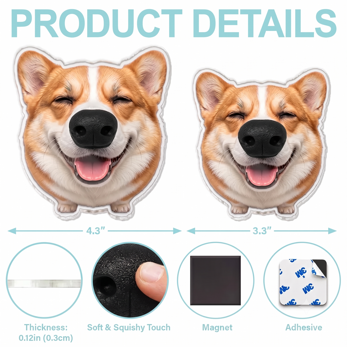 Custom Photo Funny Dog Nose - Personalized Squishy Acrylic Fridge Magnet