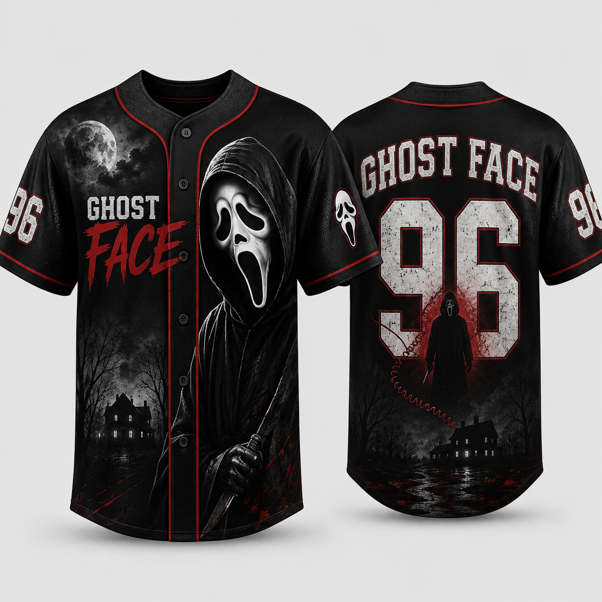 ADULT - Horror Slasher Baseball Jersey, Classic Horror Movie Characters Shirt
