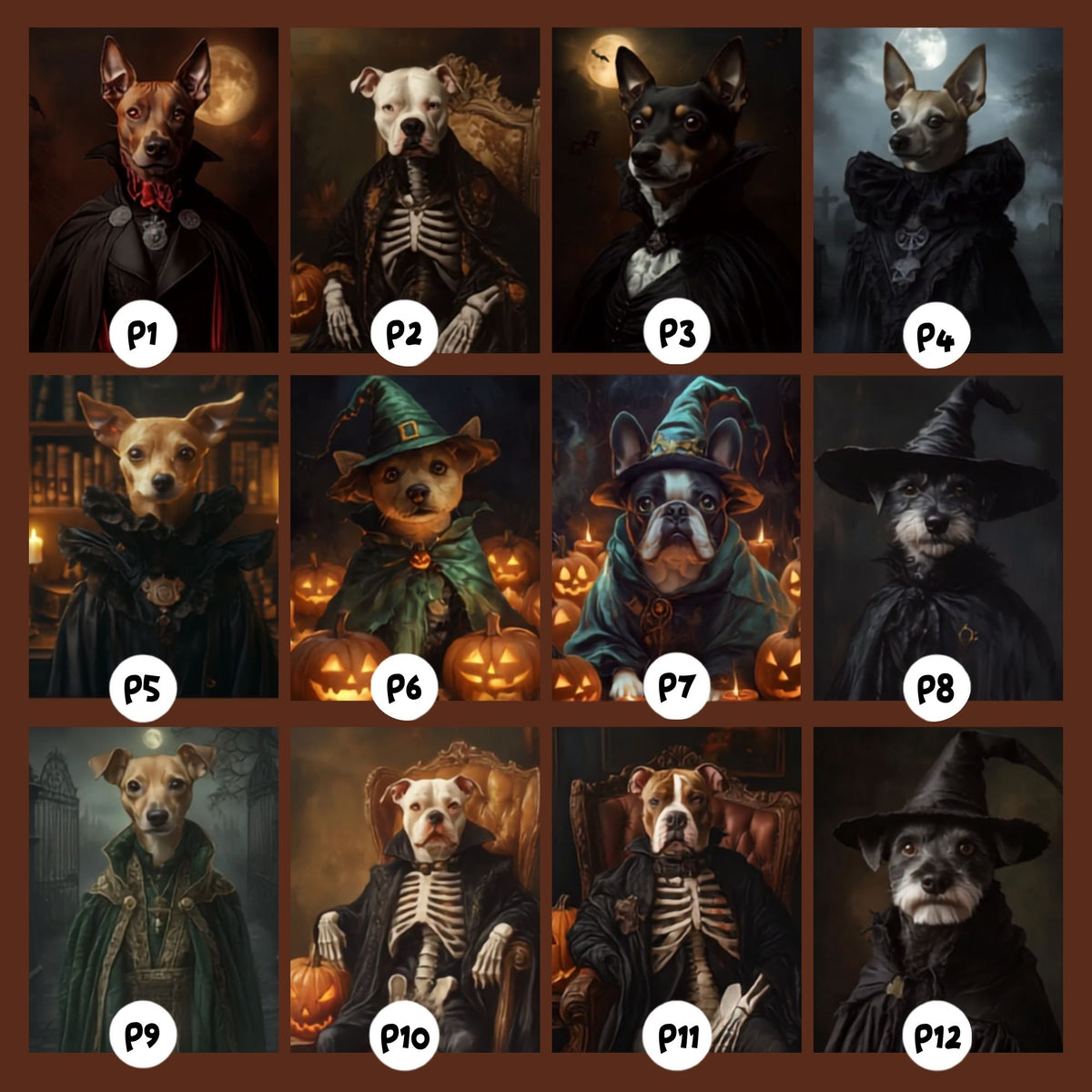 Custom Halloween Pet Portrait, Witch-Themed Pet Art, Canvas or Framed Poster, Halloween Decor, Gift for Pet Lovers