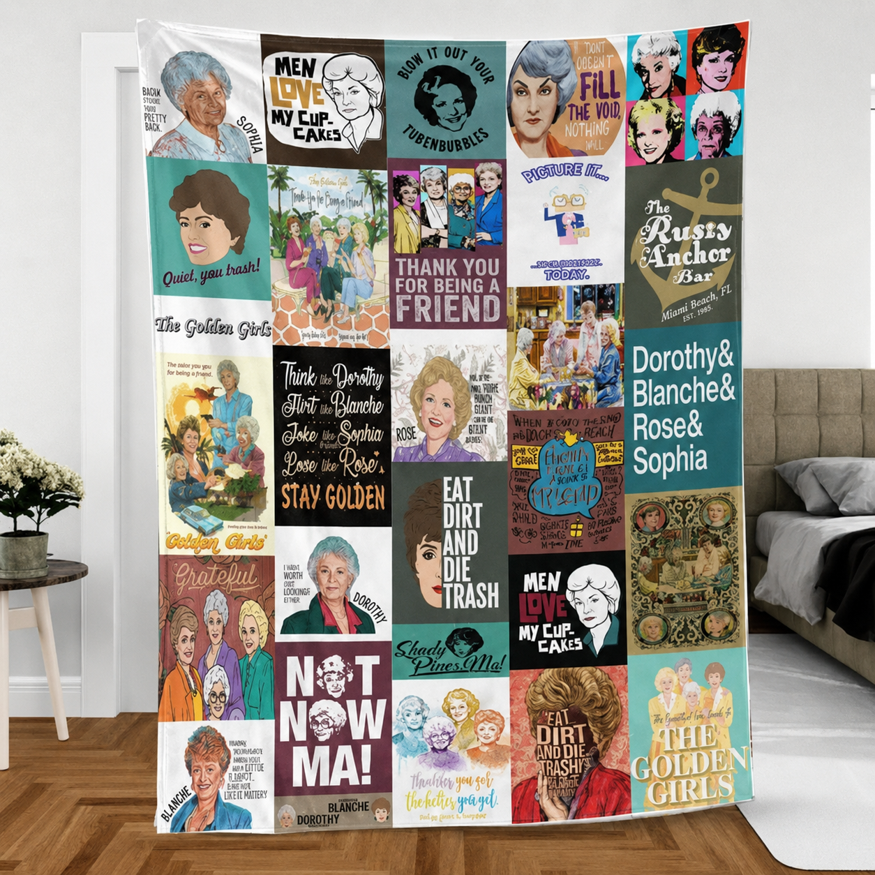 Golden Girls Sitcom Blanket Stay Golden PREMIUM Fleece Blanket Vtg Movie Mink Sherpa Blanket Christmas Gifts