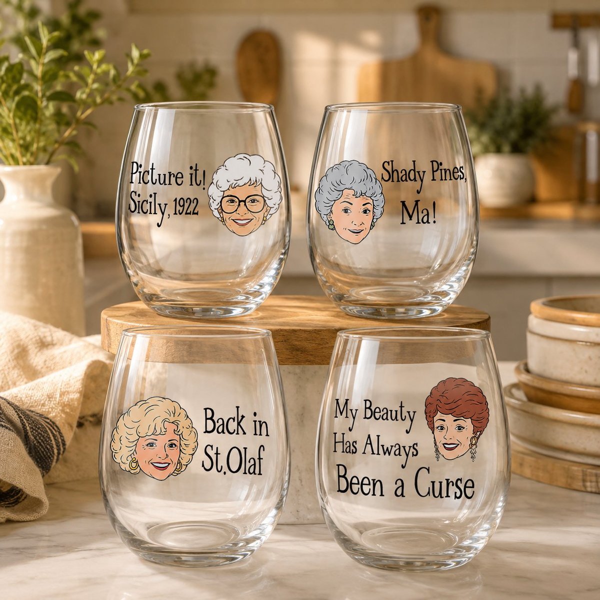 HOT!!! Golden Girls Wine Glasses Gifts, TV Show Merchandise Fans
