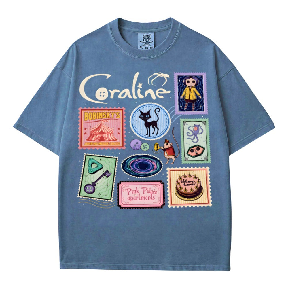 Coraline Stamp Collage Gothic T-Shirt