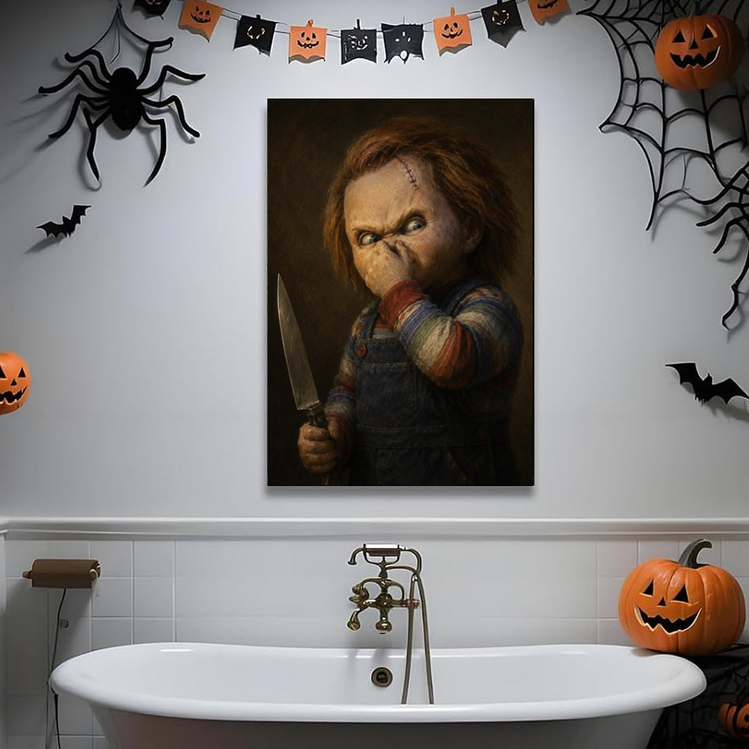 Funny Halloween Characters Bathroom Art Print – Funny Toilet Wall Decor & Unique Gift