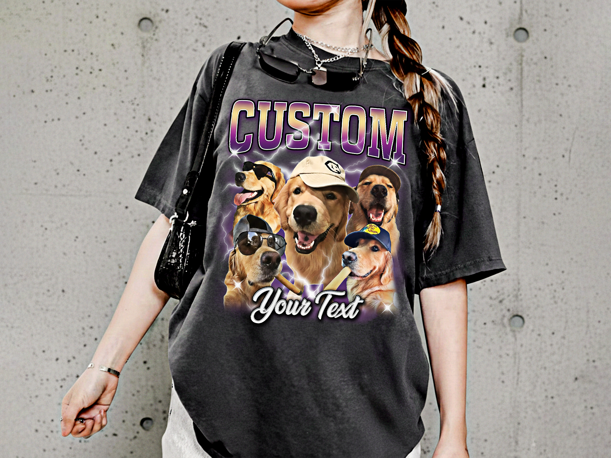 Custom Vintage Bootleg Pet Photo + Name Tee