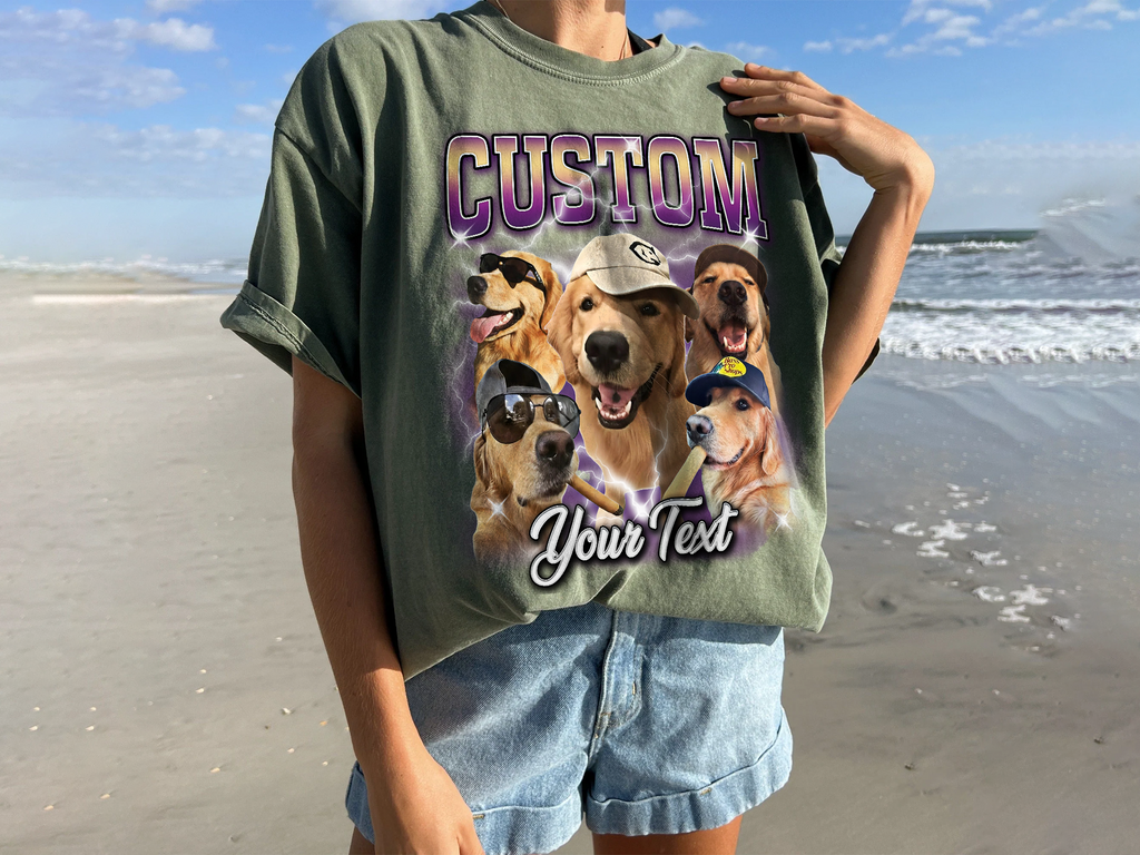 Custom Vintage Bootleg Pet Photo + Name Tee