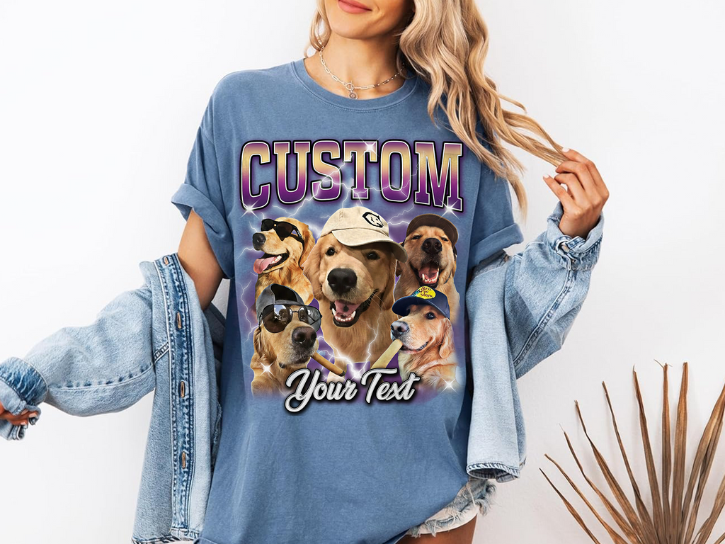Custom Vintage Bootleg Pet Photo + Name Tee