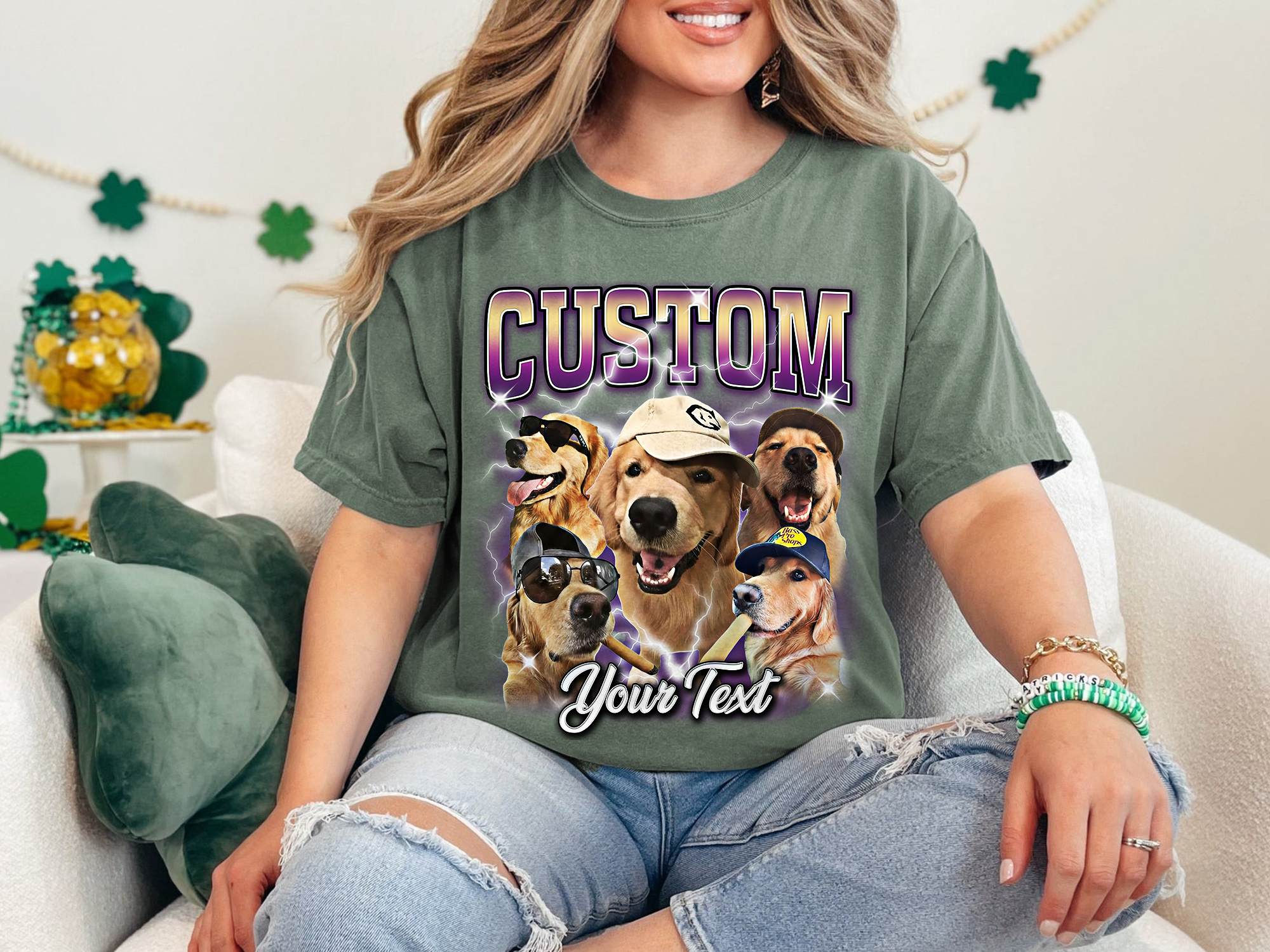 Custom Vintage Bootleg Pet Photo + Name Tee