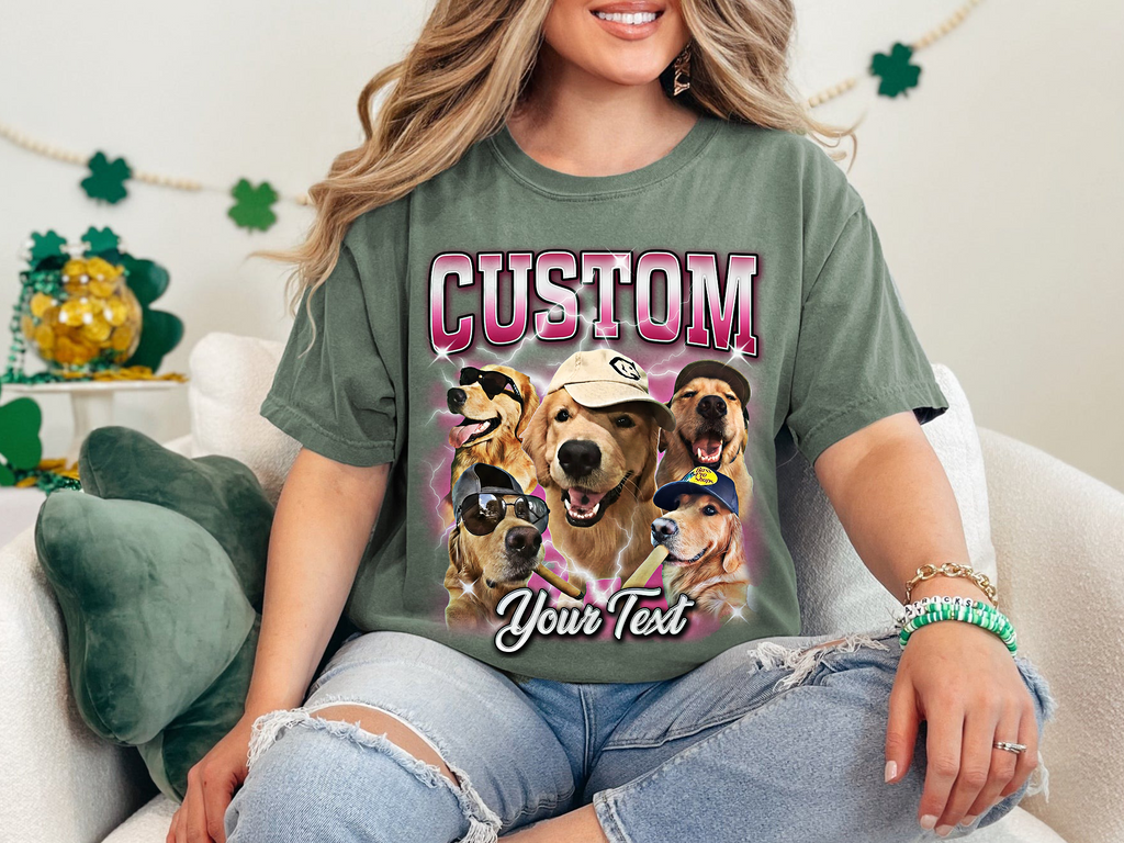 Custom Vintage Bootleg Pet Photo + Name Tee