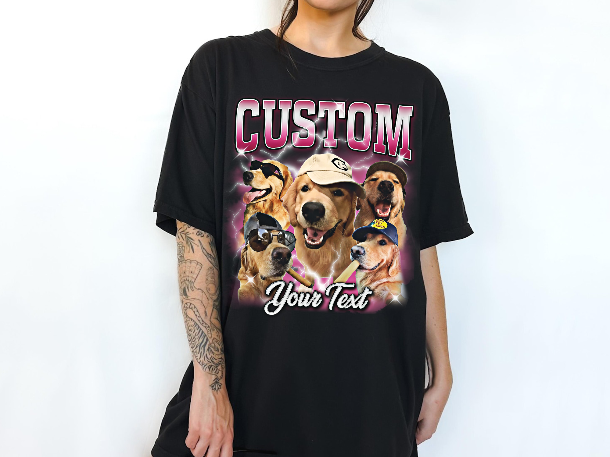Custom Vintage Bootleg Pet Photo + Name Tee