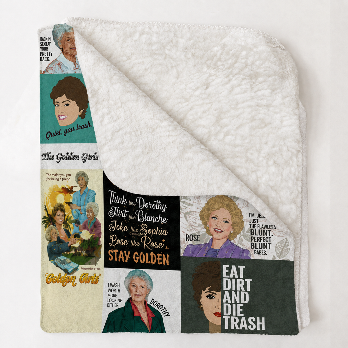 Golden Girls Sitcom Blanket Stay Golden PREMIUM Fleece Blanket Vtg Movie Mink Sherpa Blanket Christmas Gifts
