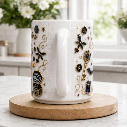 Coraline 3D Pearl White Gothic Ceramic Mug – view 5