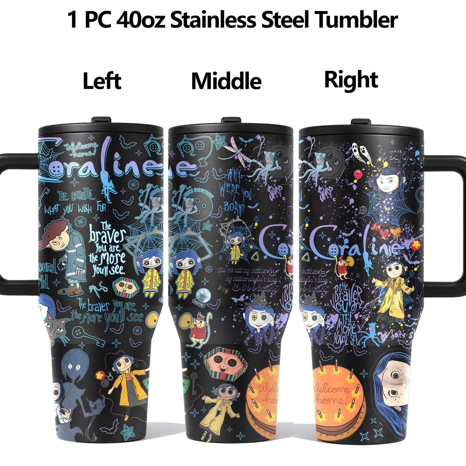 40oz Movie Stainless Steel Tumbler with Lid & Straw, Insulated Travel Mug