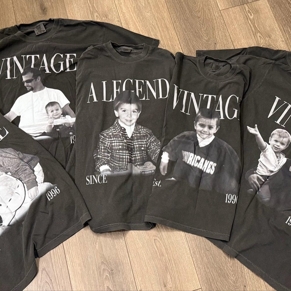 Personalized Vintage Photo And Year Shirt, Custom Picture Birthday Tee, 30th 40th Birthday Party Gift