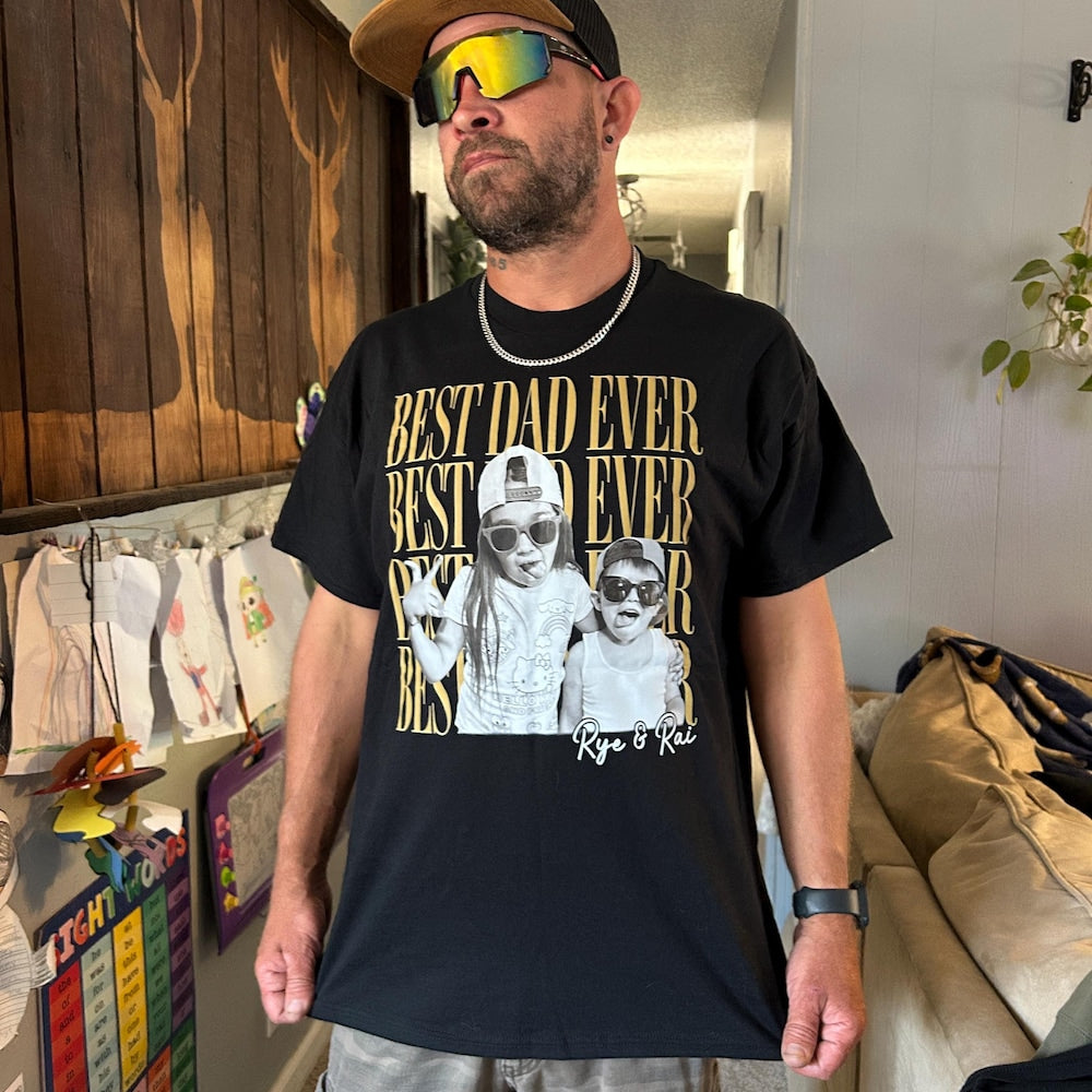 Custom Dad Vintage Photo Shirt: Personalized Fathers Day Shirt With Kids Photo, Funny Dad Shirt, Best Dad Ever Shirt, Dad Christmas Gift