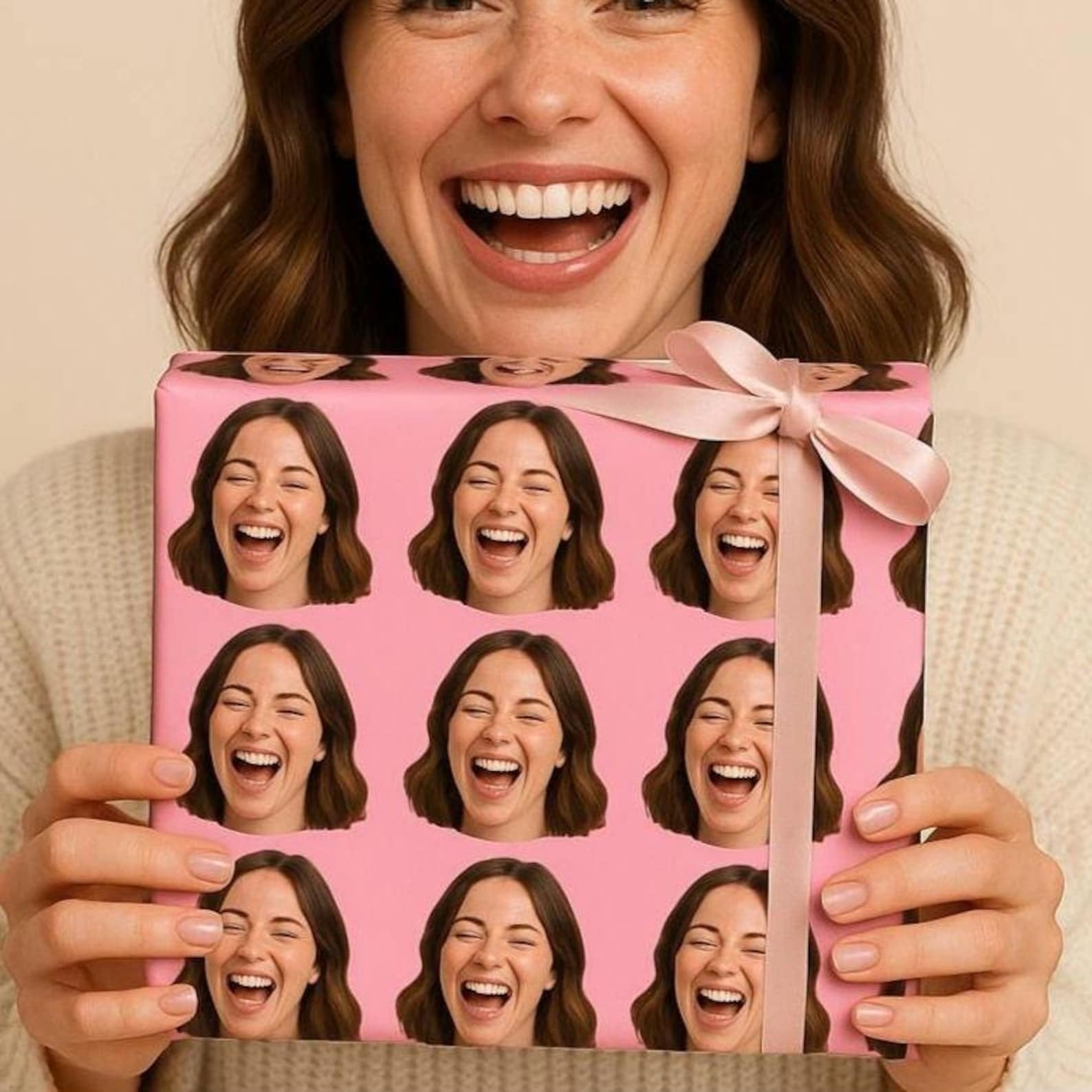 Personalized Face & Text Wrapping Paper | Custom Photo Heads Hilarious Gift Wrap