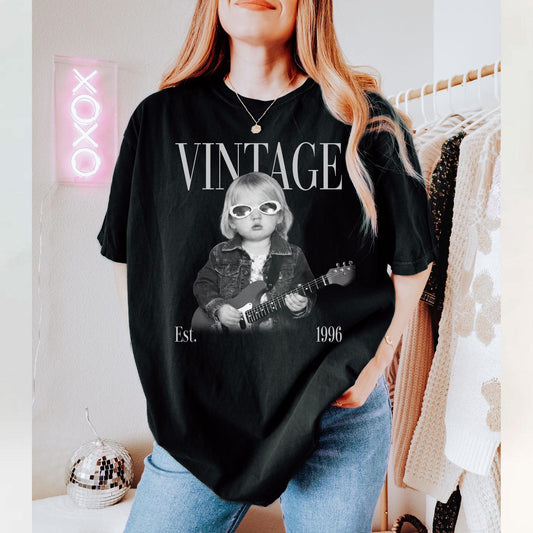 Personalized Vintage Photo And Year Shirt, Custom Picture Birthday Tee – view 2