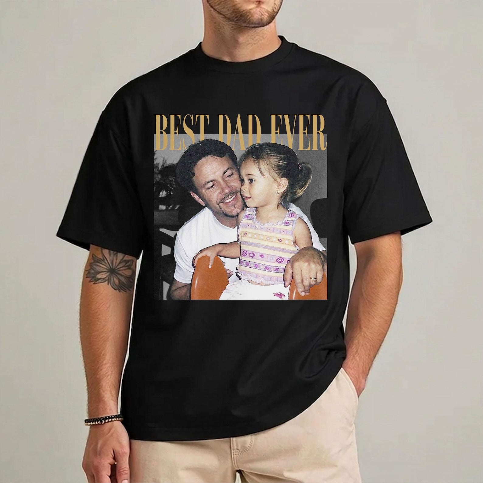 Personalized Photo Dad Comfort Colors Shirt, Daddy Picture TShirt, Grandpa Gift, Custom Portrait Papa Tee Family Gift