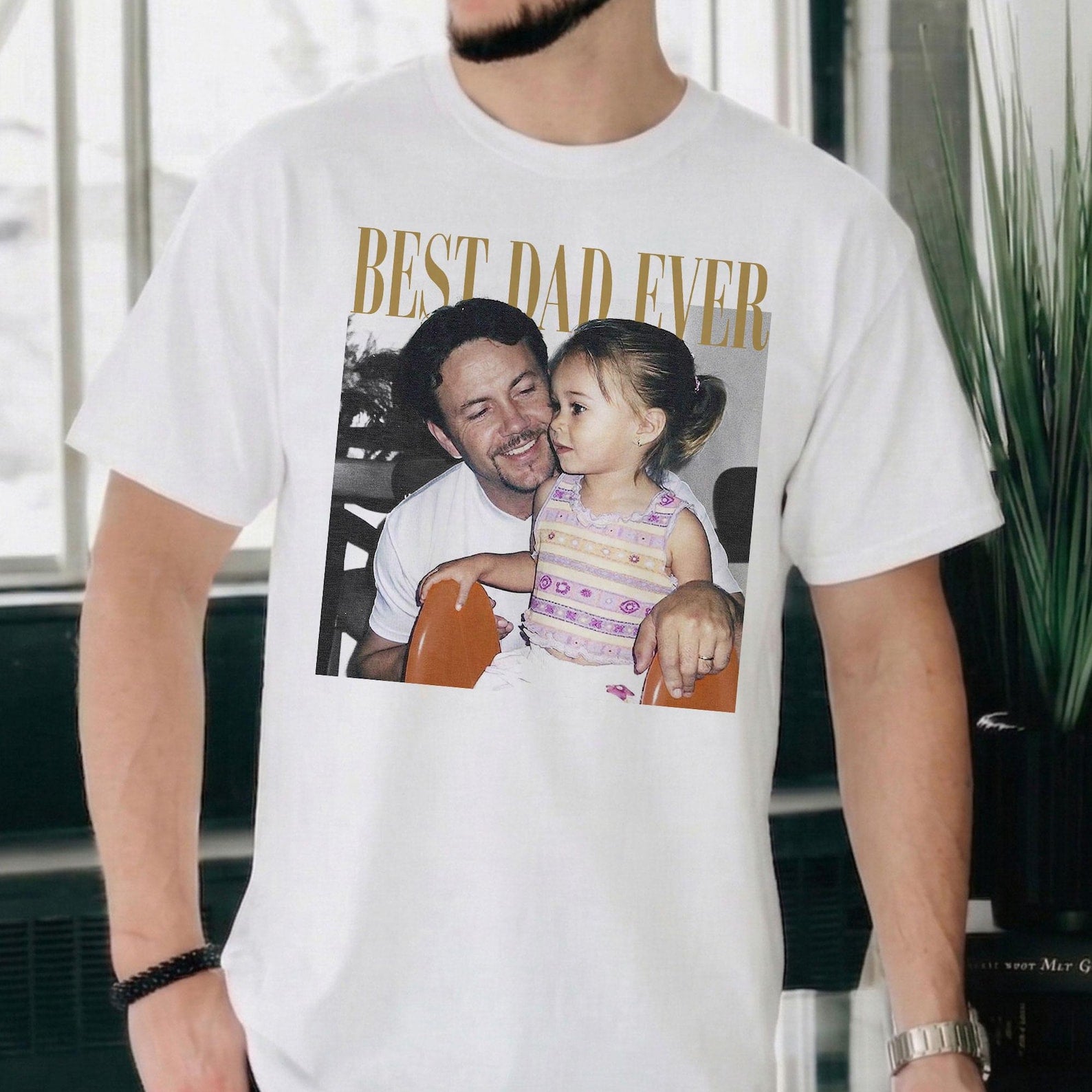 Personalized Photo Dad Comfort Colors Shirt, Daddy Picture TShirt, Grandpa Gift, Custom Portrait Papa Tee Family Gift