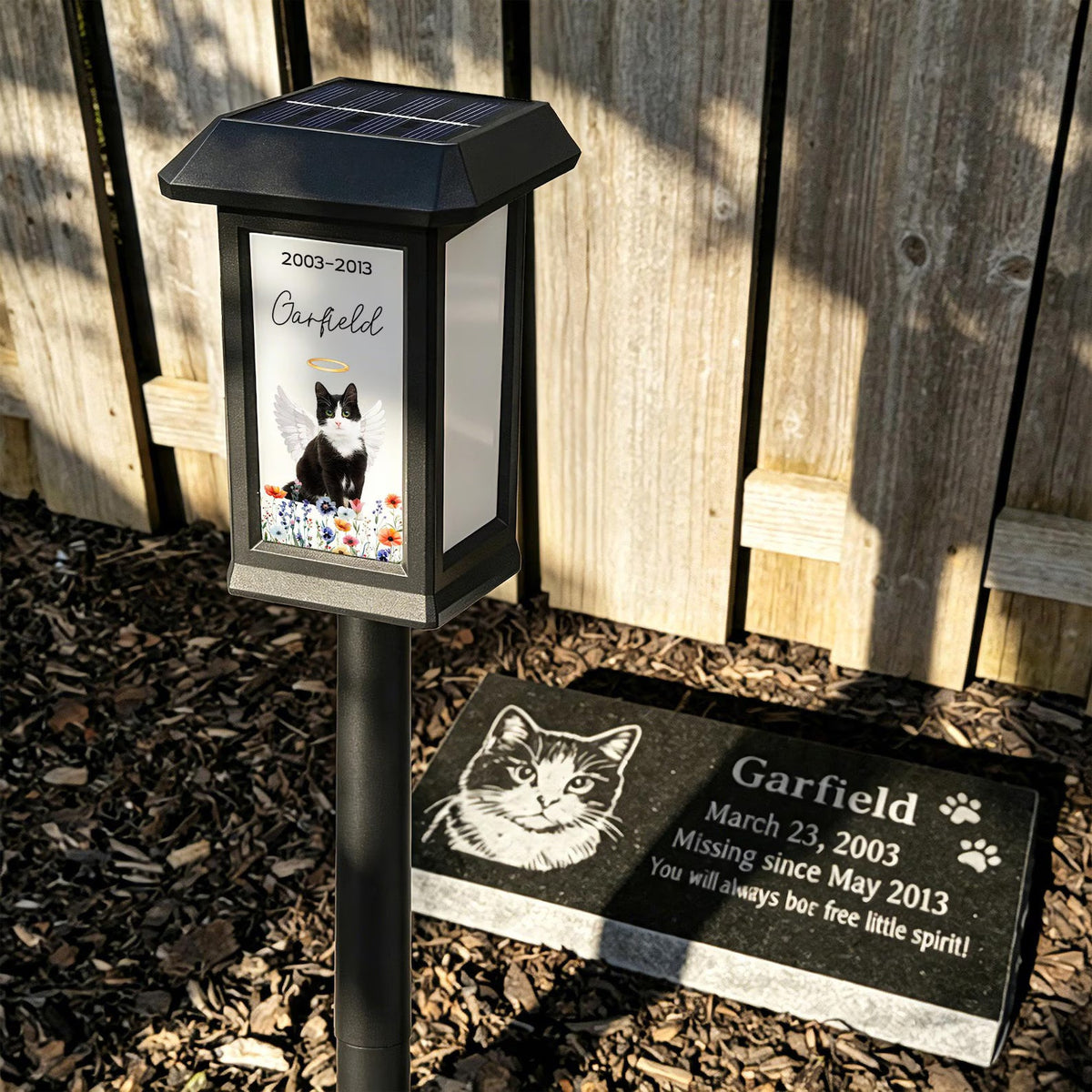 Personalized Pet Photo Angel Wing Solar Garden Light Custom Name Date Rainbow Flower Memorial Lamp Garden Decor Sympathy Gift for Pet Owners